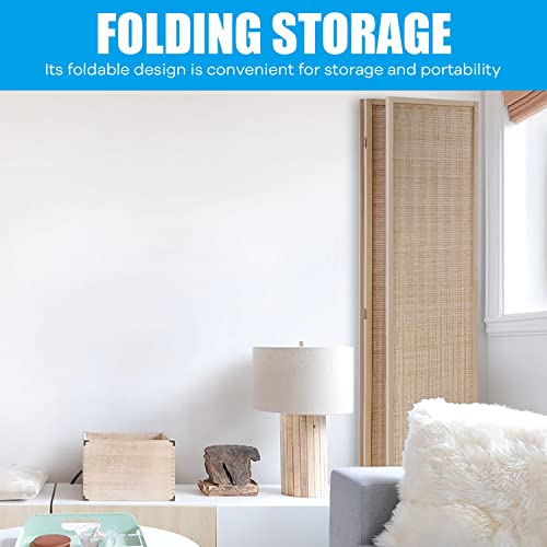 6FT Room Divider 4 Panel, Wall Divider Wood Screen Privacy Screen Seperating Divider Handwork Bamboo Folding Portable for Home Bedroom, Natural - Thumbnail 5