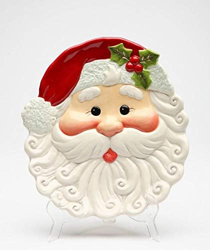 Cosmos Gifts Fine Ceramic Christmas Santa Plate, 8-3/8"