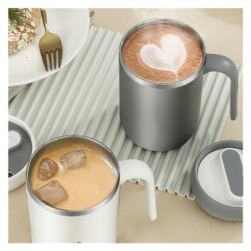 Taza de viaje de acero inoxidable aislada con tapa y asa, taza de café a prueba de fugas, duradera, reutilizable, para bebidas frías y calientes en casa u oficina