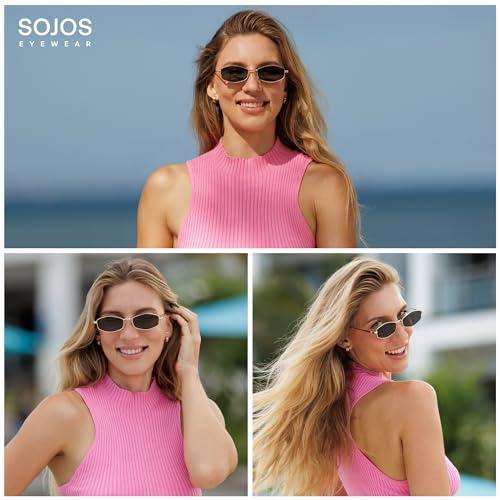 SOJOS Trendy Hexagonal Polarized Sunglasses for Women Men, Retro Fashion Irregular Rhombus Shades UV400 Protection SJ12592