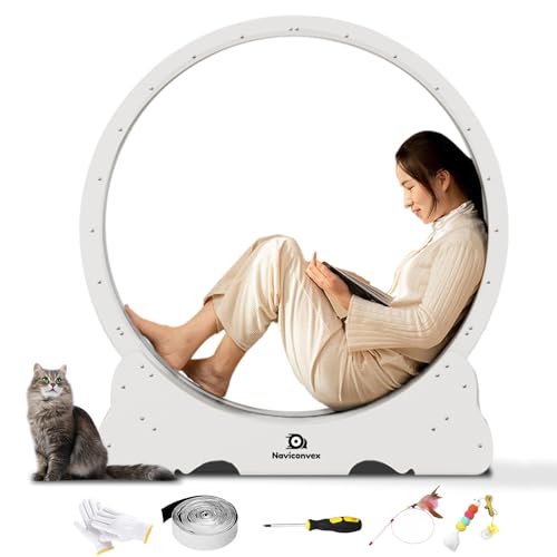 Naviconvex Roue pour Chat XL Noire – Roue Chat diamètre 113 cm, silencieuse et Solide pour Exercice et Divertissement intérieur – Design élégant,...