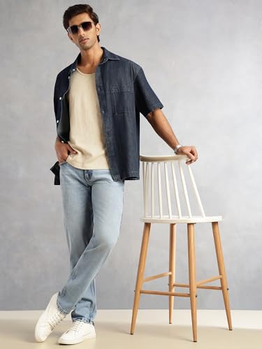 Image of Thomas Scott Men's Relaxed Fit Mid-Rise Stretchable Jeans | Clean Look Denim | 5 Pocket Design | Button & Zip Closure Casual Jeans for Men