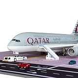 MACHASORS A380 Model Airplane 1/160 Scale A380 Model Plane with LED Lights and Airport Scene Accessories Ideal Display and Gift