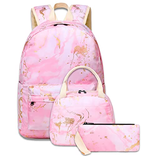 BLUBOON Teen Girls School Backpack Kids Bookbag Set with Lunch Box Pencil Case Travel Laptop Backpack Casual Daypacks (Pink)
