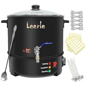 Leerie 20Lbs Commercial Wax Melter for Candle Making, L10 Extra Large Electric Wax Melting Pot Kit for Candle Making Business with Heating Core Brass Spout & Temp Control & Heat Resistant Handle
