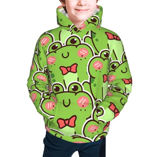 Cute Green Frog Kid Hoodies Boys Sweatshirts Girls Pullover with Pocket3