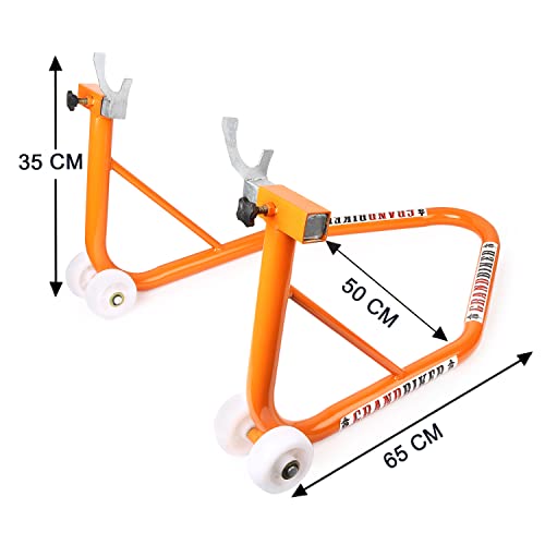Image of Grandbiker Universal Rear Paddock Stand with Spool Lifting Holders Only for KTM,Yamaha,Kawasaki,BMW,TVS,Bajaj,Hero,Mahindra,Triumph Street etc (Orange)