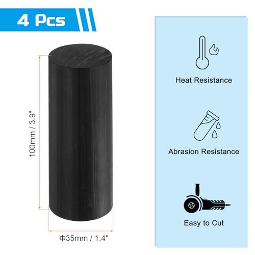 Image of MECCANIXITY ABS Plastic Rod Round Solid Bar 35 mm x 100 mm Black for DIY Model Material, Architectural Model Making, DIY Sand Table, Pack of 4
