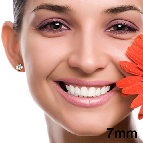 BERRICLE Sterling Silver Solitaire Bezel Set Round Cut Cubic Zirconia Stud Earrings, Unisex for Women/Men, Yellow Gold/Rhodium Plated, Small/Large CZ 4-9mm2