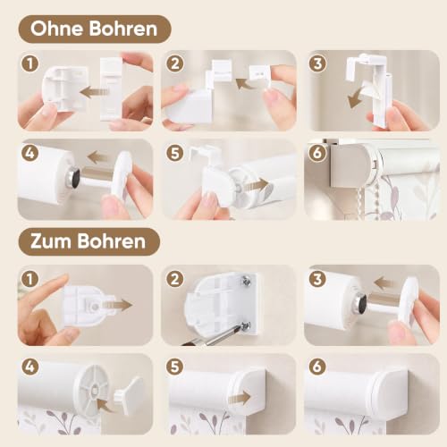 Sekey Verdunkelungsrollo ohne Bohren Verdunkelnd Seitenzugrollo 100x200cm – Ansicht 8
