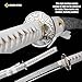 KAWANO Katana Sword, Japanese Handmade Damascus Steel Folded Samurai Sword, Functional Full Tang Blade Katana, Real Rayskin Handle with Gift Bag (Sliver Katana)