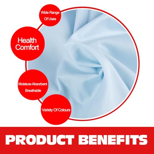 Image of 100% Light Blue Cotton Fabric for Sewing by 1 Yard, 59 inchWidth Quilting Fabric Medium Weight 5.8 oz, Muslin Fabric by The Yard, Embroidery Cloth