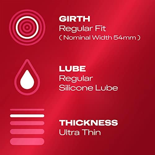 Durex Thin Feel Ultra Thin Condoms for Enhanced Feeling and Sensitivity, Pack of 12