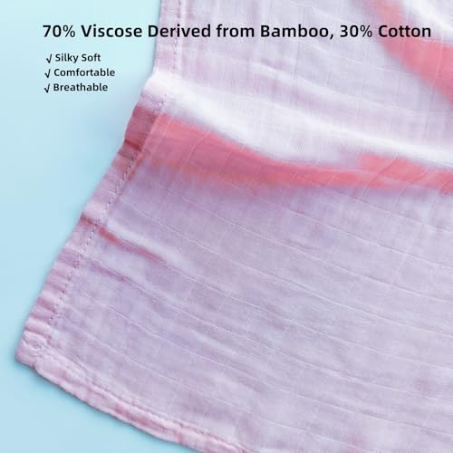 Image of Muslin Newborn Baby Swaddle Blanket 43.5 x 47 inches(110x120cm) Unisex Swaddling Wrap Soft Silky Muslin Swaddle Blankets Neutral Receiving Blanket for Newborn Babies Boys and Girls Large Pink
