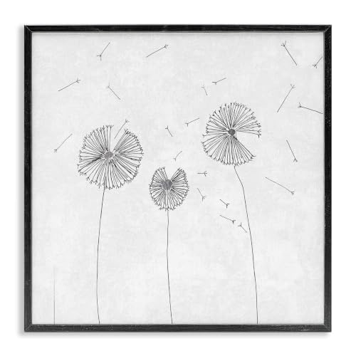 'Dandelion Florals Flying Seeds Flower Line'| Framed Giclee Art