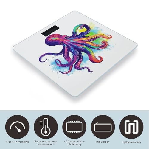 Báscula Digital Colorful Octopus con plataforma de vidrio templado miniatura 3