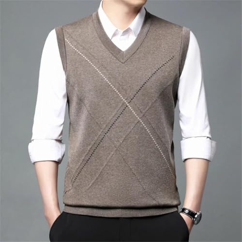 Men’S Vintage V-Neck Wool Blend Sweater Vest Retro Sleeveless Knit Pullover Top2