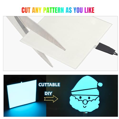 Image of Electroluminescent EL Panel Light, DIY EL Light Cuttable Paper for Decoration /Cosplay /Funny Birthday Parties /Horror Theme Parties /Pumpkinhead,Yellow (10cmx10cm)-1PCS (2, Ice Blue)