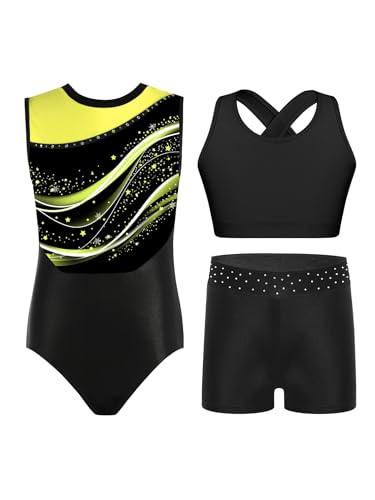 Ensemble de gymnastique strass extensible short et haut fille 5-16 ans