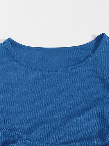 Image of Milumia Women's Casual Rib Knit Short Sleeve Drawstring T Shirt Dress