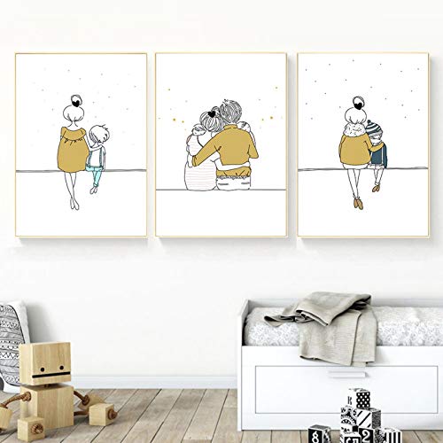 Lienzo Happy Family Love Line de pared ideal como regalo de mudanza