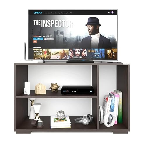Image of ESTANTERIA Tv Cabinet for Living Room Engineered Wood TV Entertainment Unit Set Top Box Tv Stand Table /TV Cabinet with Shelves for Books & Dcor Display Unit Bed Living Room Upto (Walnut)