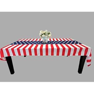 Polyester Patriotic American Flag Tablecloth, 54 x 108 Inches, 125 GSM, Washable, Wrinkle Resistant, for 4th of July, Memorial Day, Labor Day, Veterans Day, Red Blue, USFLAG1 Polyester Patriotic American Flag Tablecloth 54 x 108 Inches 125 GSM Washable Wrinkle Resistant for 4th of July Memorial Day Labor Day Veterans Day Red Blue USFLAG1