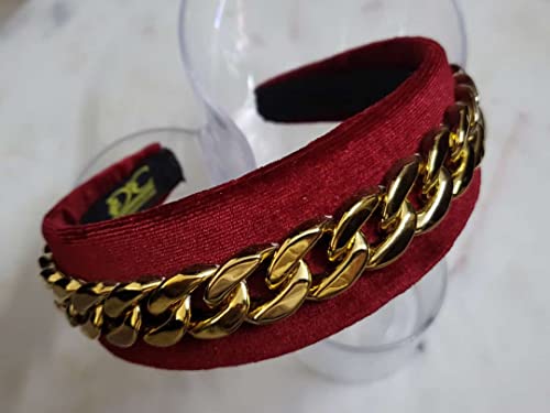 Image of Maroon with Golden Chain Elegant&Exclusive Women's Fashion Chain Stones Hairbands /Headbands for Girls & Women (Pack of 1)