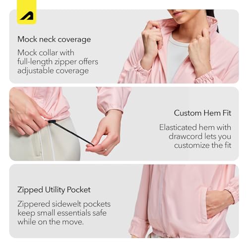 Image of Boldfit Windcheater Jacket for Women, Lightweight & Wind-Resistant with Reflective Cool Jacket for Women, Relaxed Fit-Stylish Windbreaker for Outdoor with Zipper Pockets