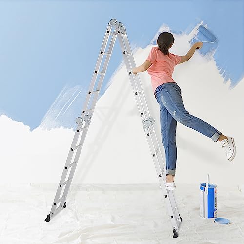 Luisladders 15.5Ft Folding Ladder Multi-Purpose Aluminium Extension 7 In 1 Step Heavy Duty Combination En 131 Standard #TOP2