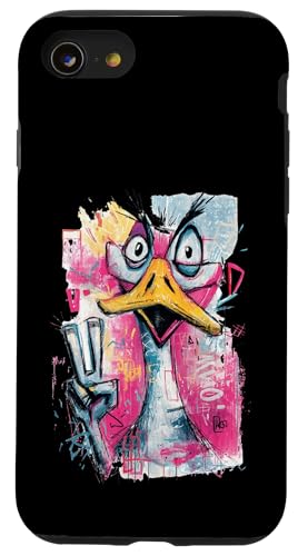 Funny Goose Peace �O���t�B�e�B �|�b�v �L�����N�^�[ �O���t�B�b�N �t�F�C�X�T�C�� �X�}�z�P�[�X iPhone SE (2020) / 7 / 8 �p