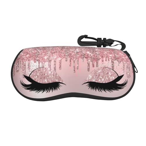 GARLAIBI Pretty Eyelash Rose Gold Pink Sunglasses Soft Case Ultra Light Neoprene Zipper glasses case glasses bag