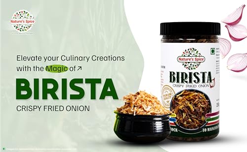 Image of Nature's Spice Birista Fresh Crispy Fried Onion - Pack of 2 (250g Each) Golden Pyaz Used for Biryani, Noodles, Gravies & Indian Curries | Healthy & Tasty Snack | Good Source of Dietary Fiber.