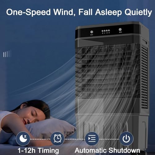 3-in-1 Swamp Cooler - 6000 CFM Evaporative Air Cooler with Remote, 120° Oscillation, 4 Ice Packs, 12H Timer, Ideal for Indoor & Outdoor Use (45x35x90cm)