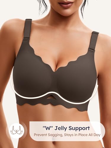 Image of Seamless Jelly Bras for Women - Wireless Gel Bra No Underwire with Support Full Coverage Comfort T-Shirt Bralette