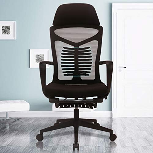 Miniatura 2 de Silla de computadora, silla giratoria para oficina en casa, respaldo de masaje, respaldo alto de malla, reclinable plano (estilo 1)