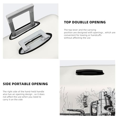 Vintage Cactus Pickup Travel Luggage Covers - Elasticity Suitcase Covers Protector for Luggage 18-32 Inch4