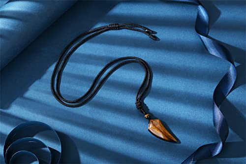 MAIBAOTA Pendant Necklace for Men Adjustable Black Rope Necklace Tiger Eye Stone Necklace Men's Jewelry2
