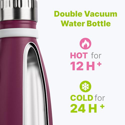 Image of 12 oz Leak Proof Stainless Steel Kids Insulated Water Bottle, Fuchsia Red