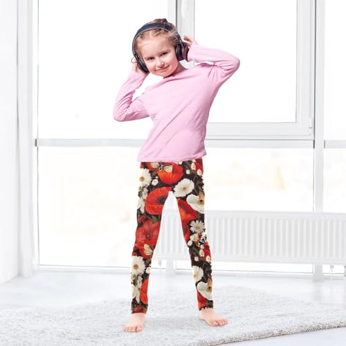 Girls' Leggings Flowers Floral Red White Kids Yoga Tights Pants 1 Pack 208500204
