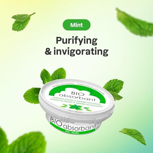 ATTITUDE Bio Absorbant Air Purifier with Activated Carbon Freshener, Made in Canada, Odor Remover, Plant and Mineral-Based, Vegan, Mint, 227 grams (Pack of 3) - 3