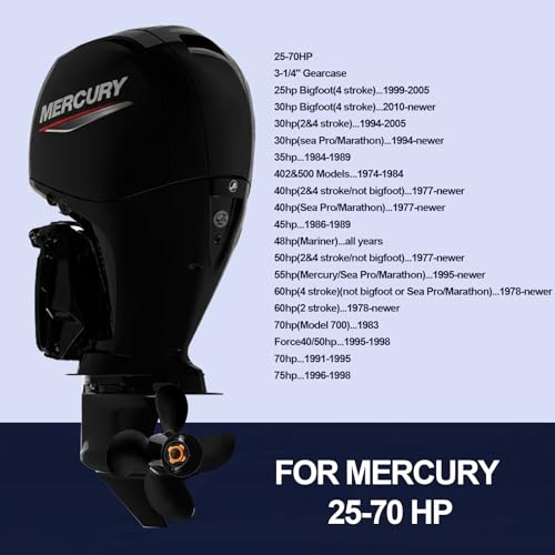 Image of Aluminum Boat Propeller(Interchangeable Hub Kits Included) Compatible with Mercury Engines 30hp 40hp 48hp 50hp 55hp 60hp,13 Spline,4 Blades,RH