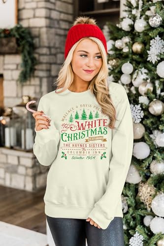 Myhalf White Christmas Sweatshirt Womens Christmas Movie Pullover Xmas Holiday Shirt Casual Christmas Tree Sweaters Fall Tops thumb #3