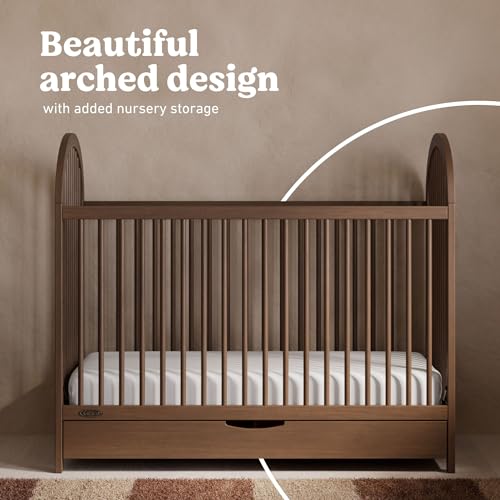 Image of Graco Olivia 3-in-1 Convertible Crib with Drawer - Converts from Baby Crib to Toddler Bed and Daybed, GREENGUARD Gold Certified, Baby Safety Alliance Verified, Easy Assembly (Hazelnut)