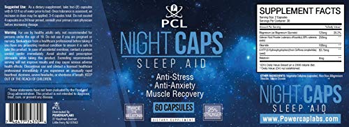 Night Caps - Highest Quality  Sleep Aid for Adults Extra Strength, Non-Habit Forming, Promotes Restful Sleep, with Melatonin, Valerian Root, and Oleamide. Insomnia Relief. 60 Vegan Capsules - Thumbnail 3