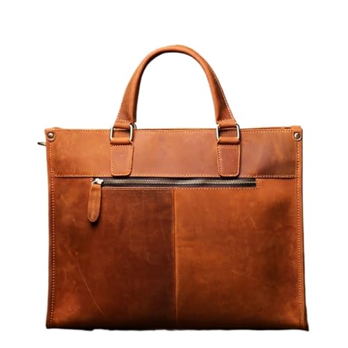 Vintage Man Handbag Briefcase Men Shoulder Genuine Leather Bags Brown Business 14 Inch Laptop Bag3