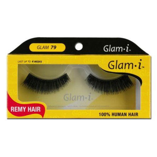 Glam-I79 Full Strip Human Hair Eyelashes, Black, 0.4 Ounce