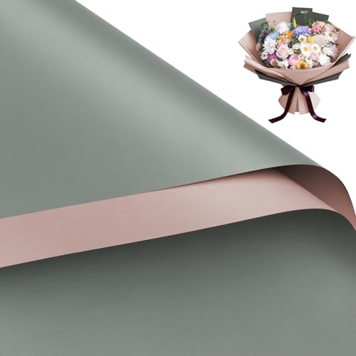 WRAPAHOLIC 20 Sheets Flower Wrapping Paper - 22.4 x 22.4 inch Light Grey Color Water-Resistant Floral Bouquet Wrapping Paper, Florist Supplies Packaging for Wedding Birthday Gift DIY