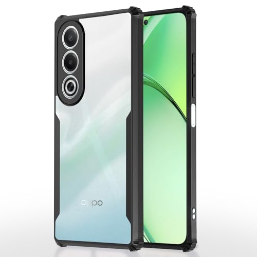 Image of Pikkme Crystal Clear Transparent Back Cover | Ultra Hyrbid | Full Camera Protection | Raised Edge | Bumper Case for Oppo K12x 5G (Black)