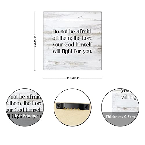 Panneau mural vintage en bois Do Not Be Afraid déco rustique salon 35cm - 3
